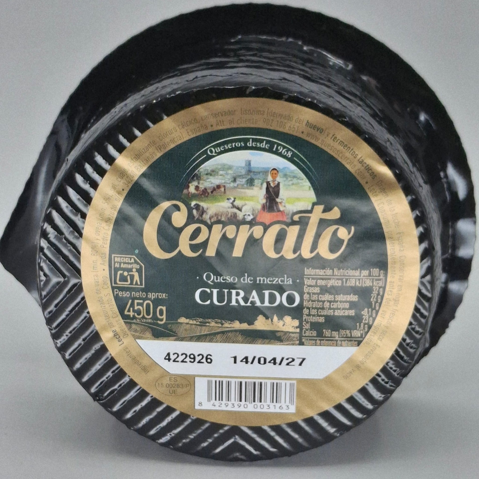 Pieza Entera Queso Mezcla Curado 450 g aprox. CERRATO