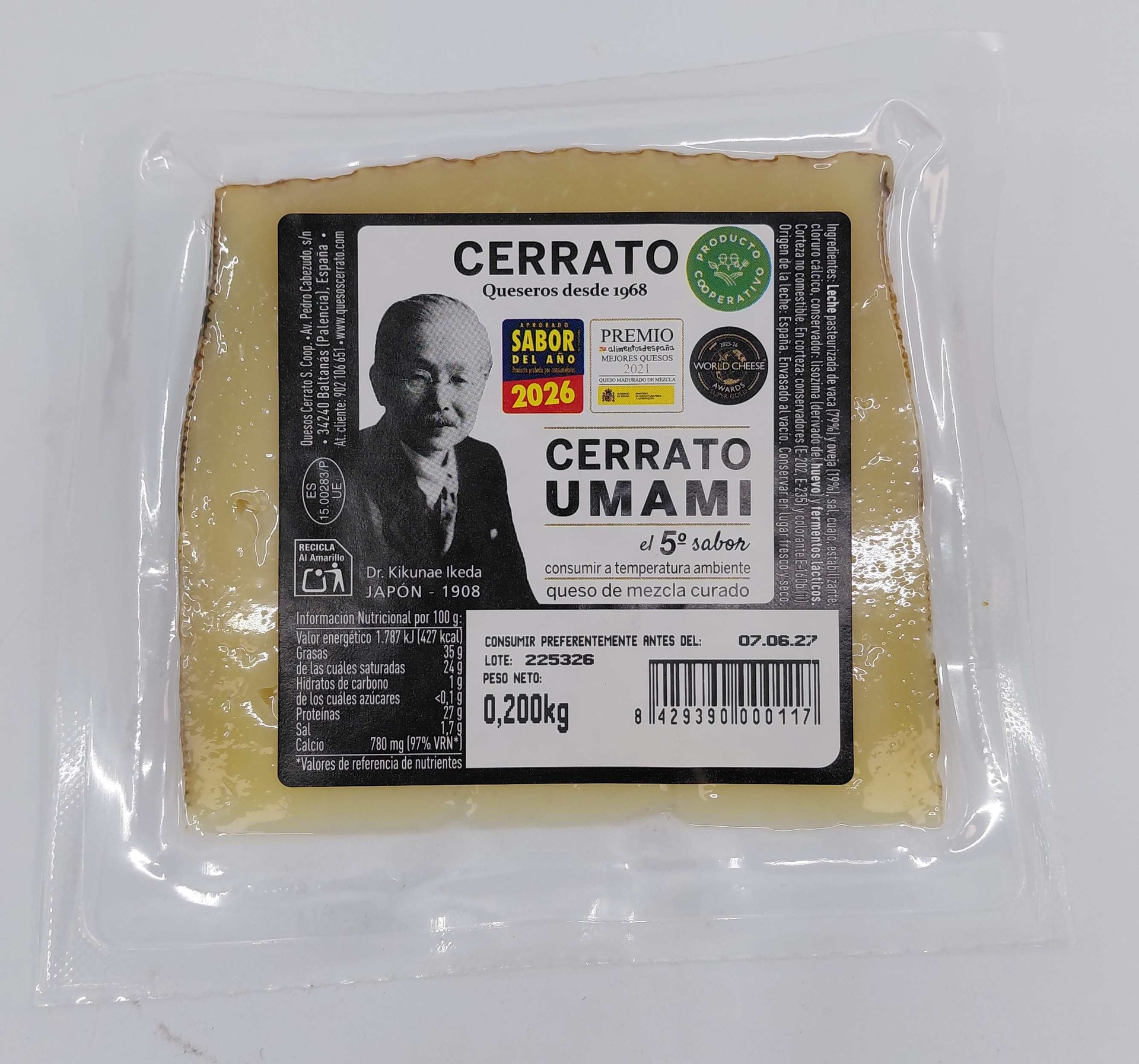 Cuña Queso Curado 200 g aprox. UMAMI, el 5º sabor, de CERRATO