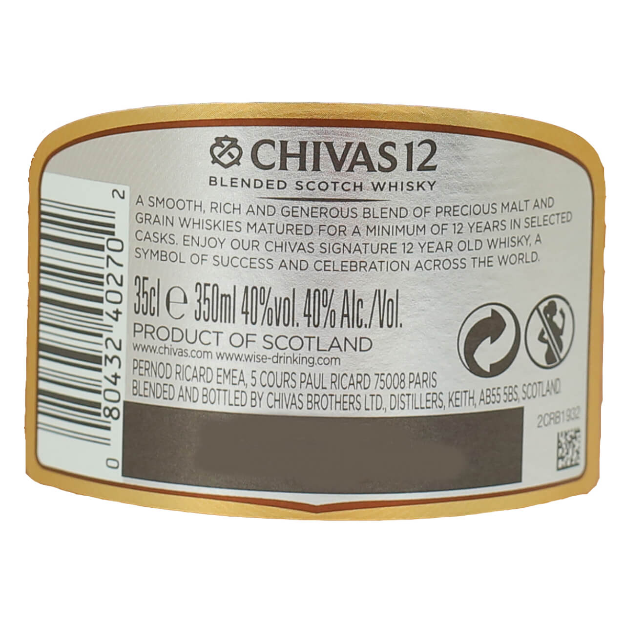 Whisky CHIVAS REGAL 12 Años 35 cl Estuchado