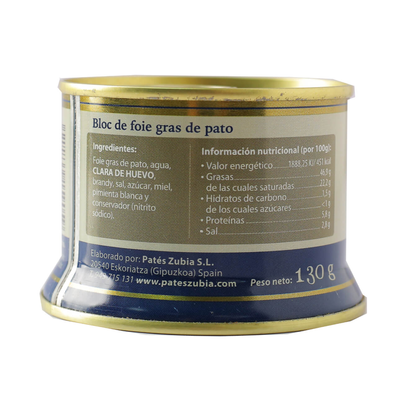 Lata Campana Bloc de Foie de Pato 98% 130 g ZUBIA