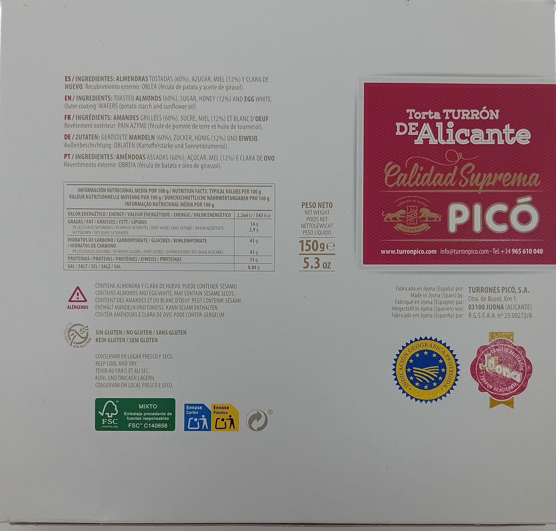Torta Imperial Calidad Suprema 150 g PICÓ