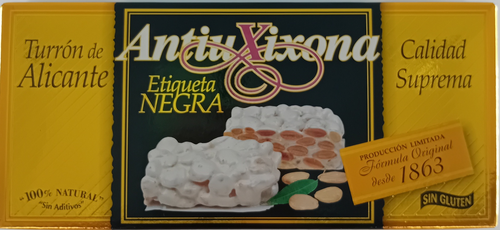 Turrón Alicante Etiqueta Negra (64% Almendra) 200 g ANTIU XIXONA