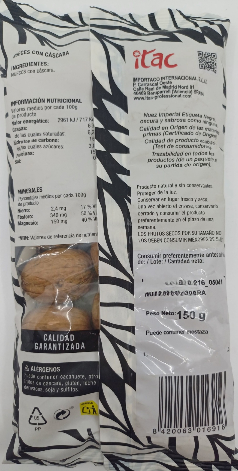 Bolsa Nuez Imperial Etiqueta Negra 150 g ITAC