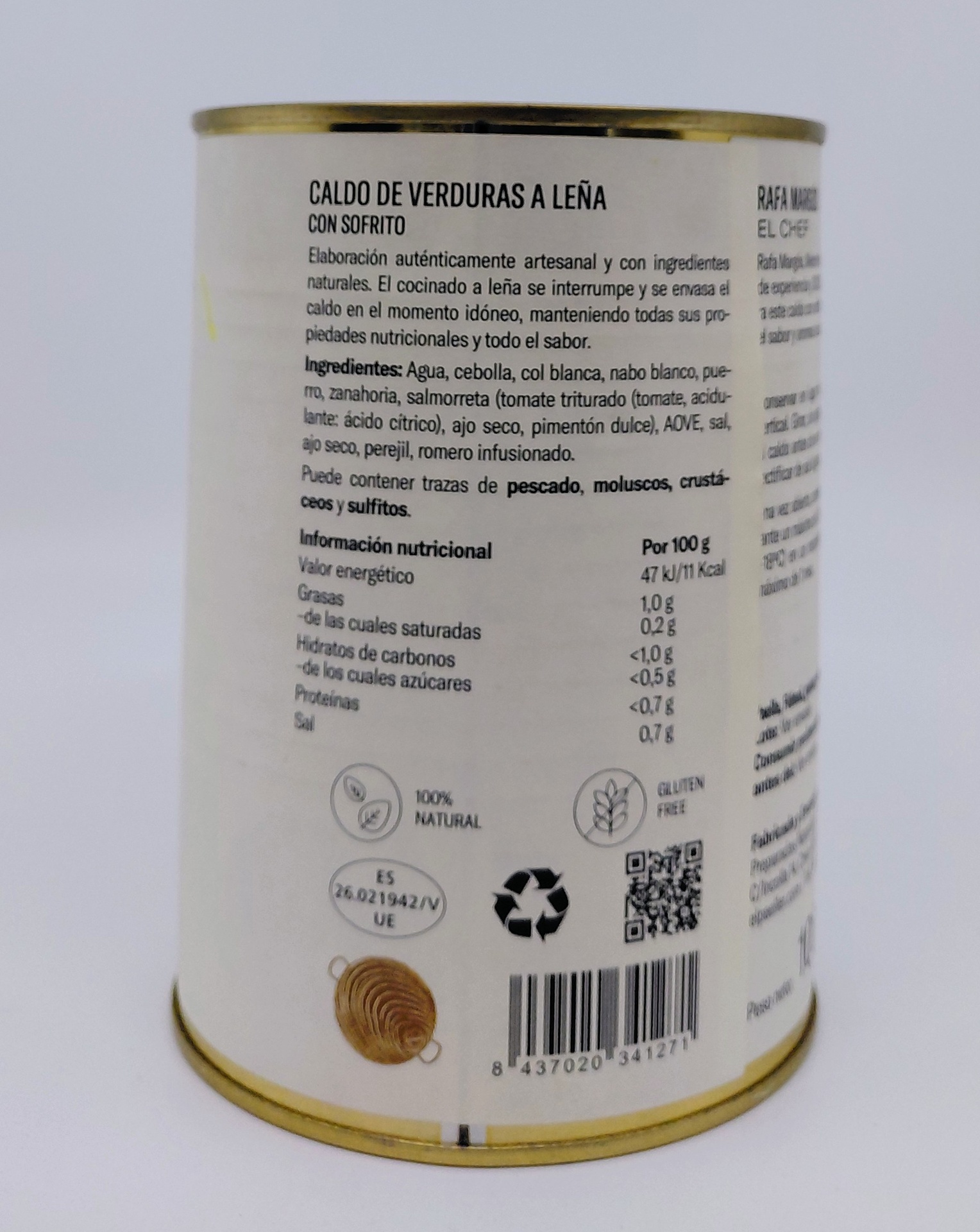 Lata Caldo Vegano Elaborado a Leña con Sofrito 1 Litro EL PAELLER 100% Natural
