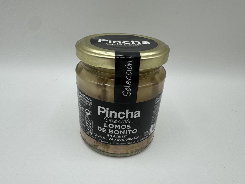 Tarro Lomos de Bonito en Aceite (50% Oliva - 50% Girasol) 220 g Neto PINCHA SELECCIÓN de Conservas Baigorri