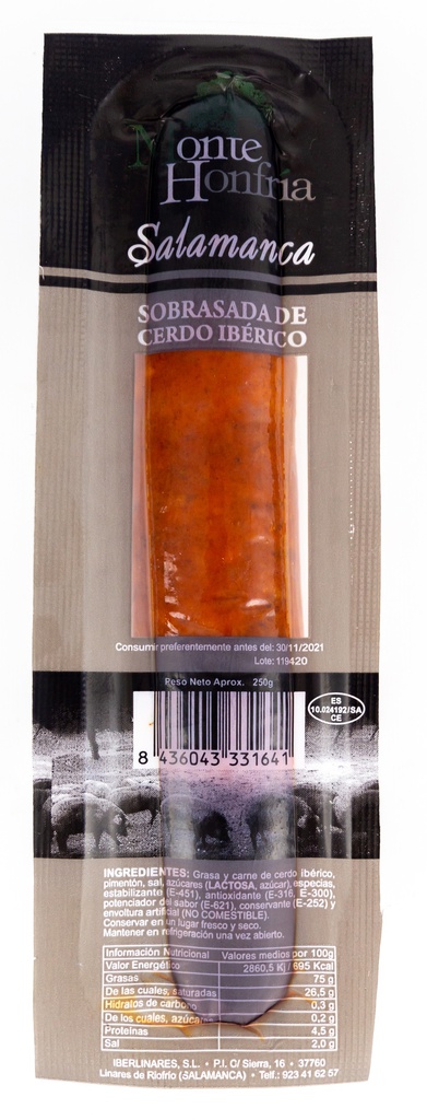 Sobrasada Ibérica 250 g MONTEHONFRÍA (Salamanca)