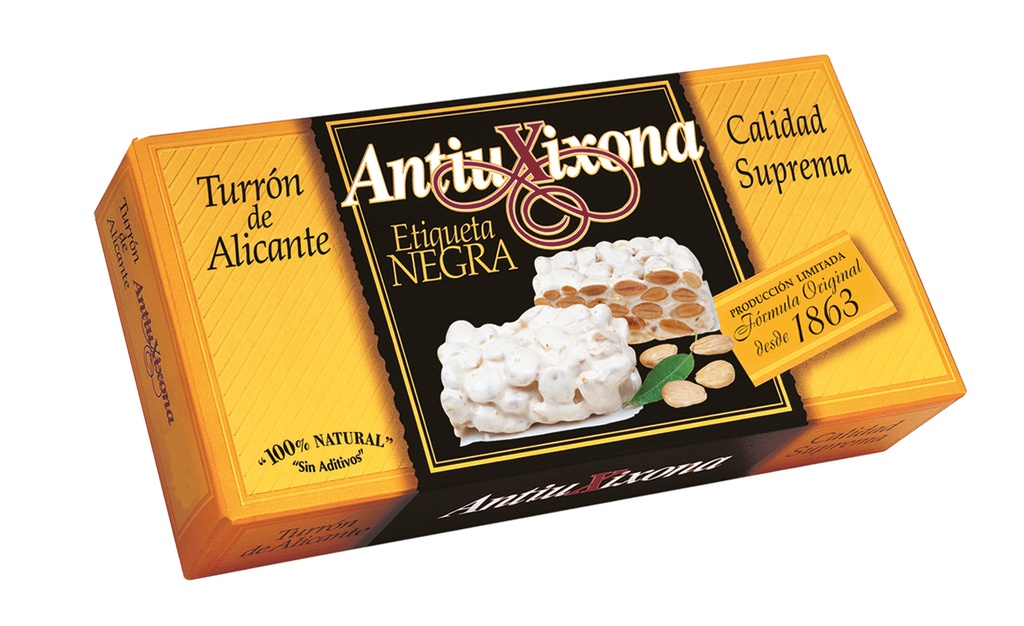 Turrón Alicante Etiqueta Negra (64% Almendra) 150 g ANTIU XIXONA